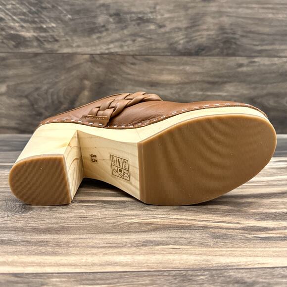 NIB Dolce Vita 8.5 Hila Braided Block Heel Leather Mule Clogs Saddle - Picture 10 of 13